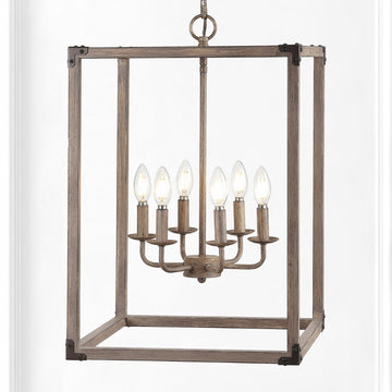 Magnolia Adjustable Iron Rustic Farmhouse LED Pendant - JONATHAN Y